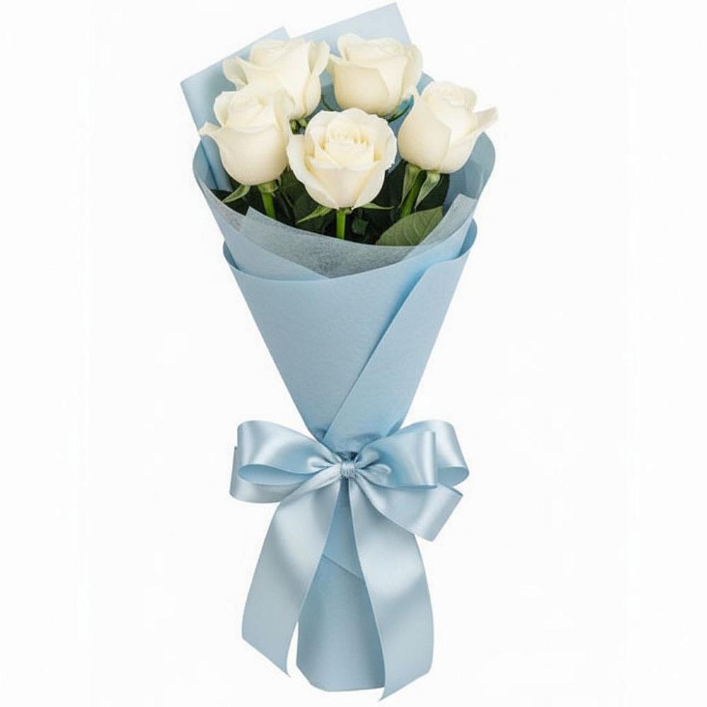 5 Белых роз Проуд в Красноярске Букет 5 Белых роз Проуд в Красноярске