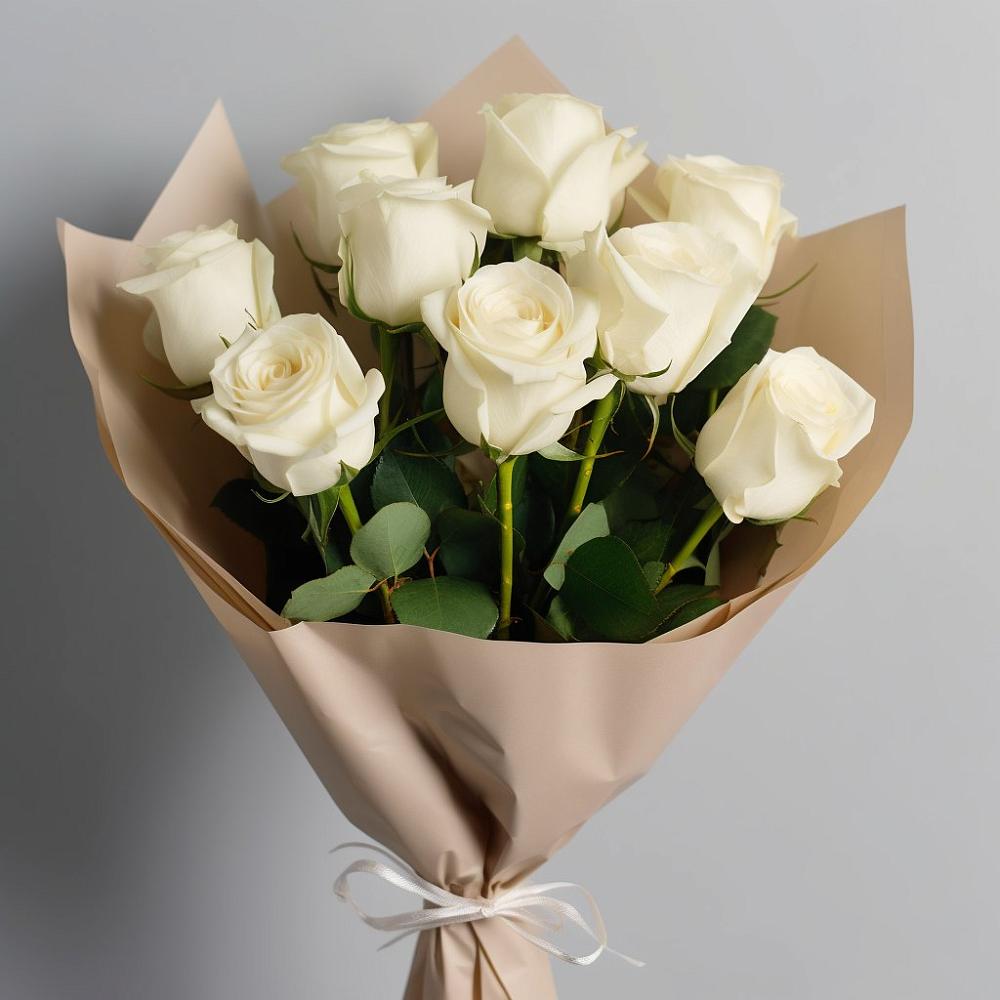 Букет 9 Белых роз Эдлесс Лав в Красноярске