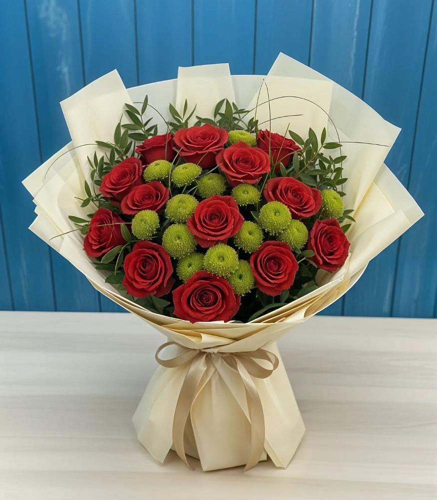 Букет Стихотворение в Красноярске Букет цветов из: Розы и Хризантемы в Красноярске