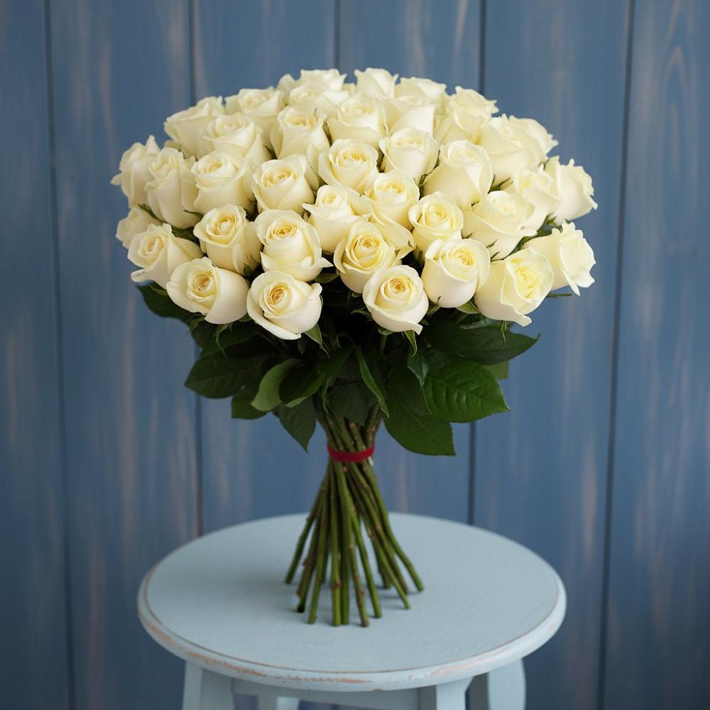 51 Белая роза Эдлесс Лав в Красноярске Букет 51 Белая роза Эдлесс Лав в Красноярске