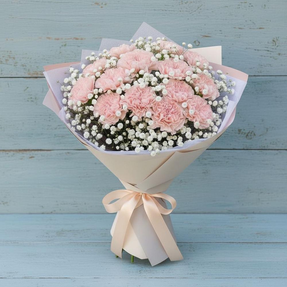 Букет Нежность рассвета в Красноярске Букет цветов из: Гвоздики в Красноярске