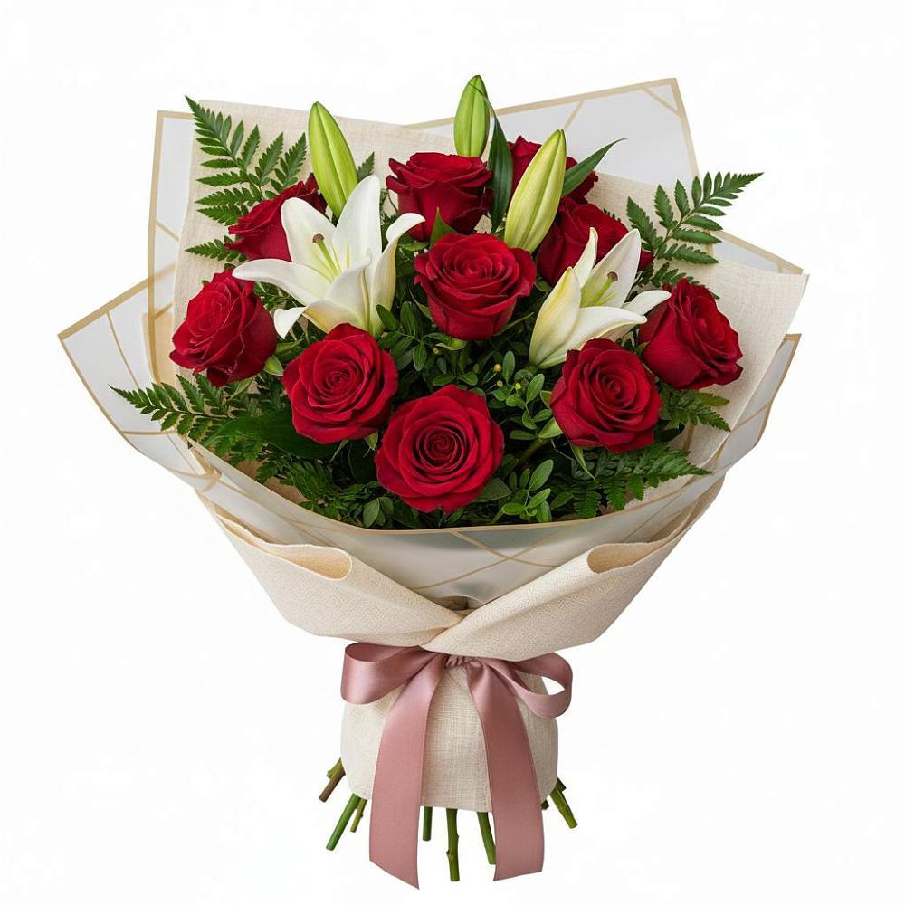 Букет высокая поэзия в Красноярске Букет цветов из: Лилии и Розы в Красноярске