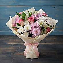 Букет цветов из:  Хризантемы, Альстромерии и Розы в Красноярске