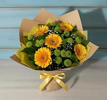 Букет цветов из:  Герберы и Хризантемы в Красноярске