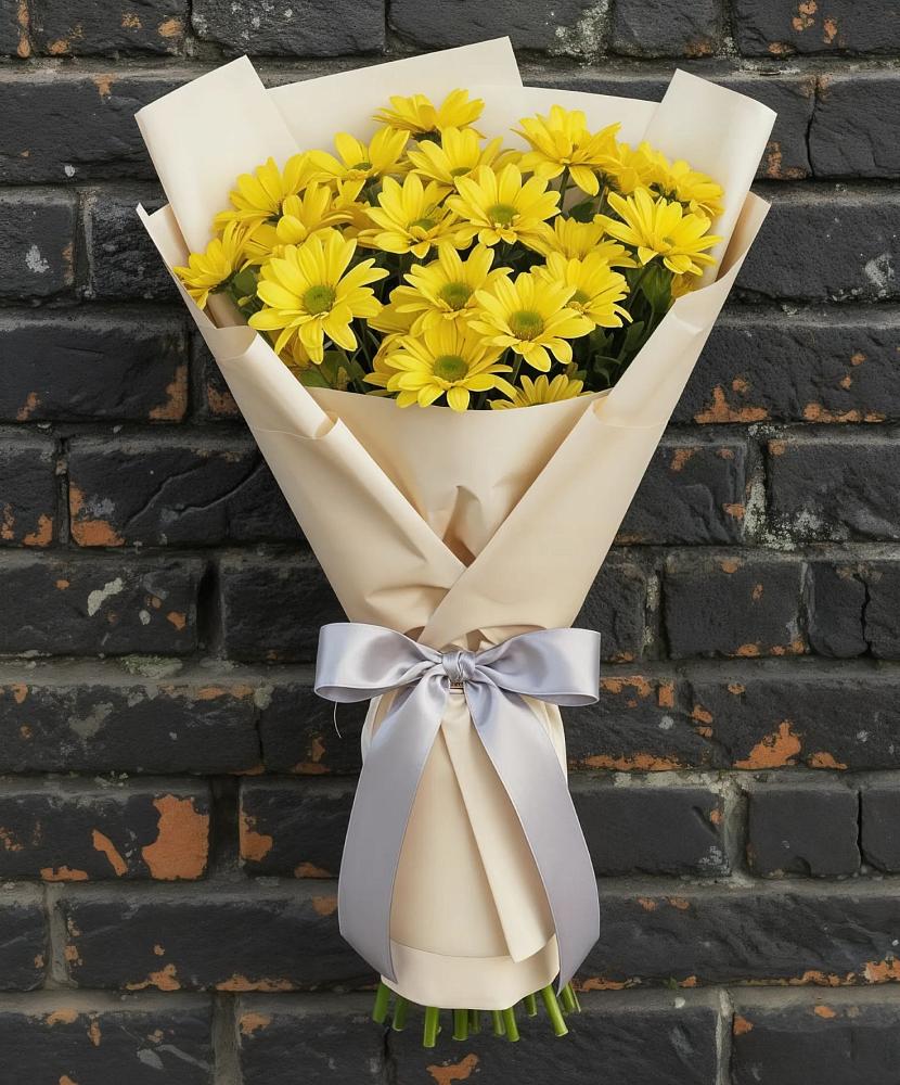 Букет Желтое настроение в Красноярске Букет цветов из: Хризантемы в Красноярске